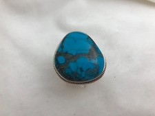 Sterling Silver .925  Turquoise 30mm x 30mm Ring Sz 7 1/2