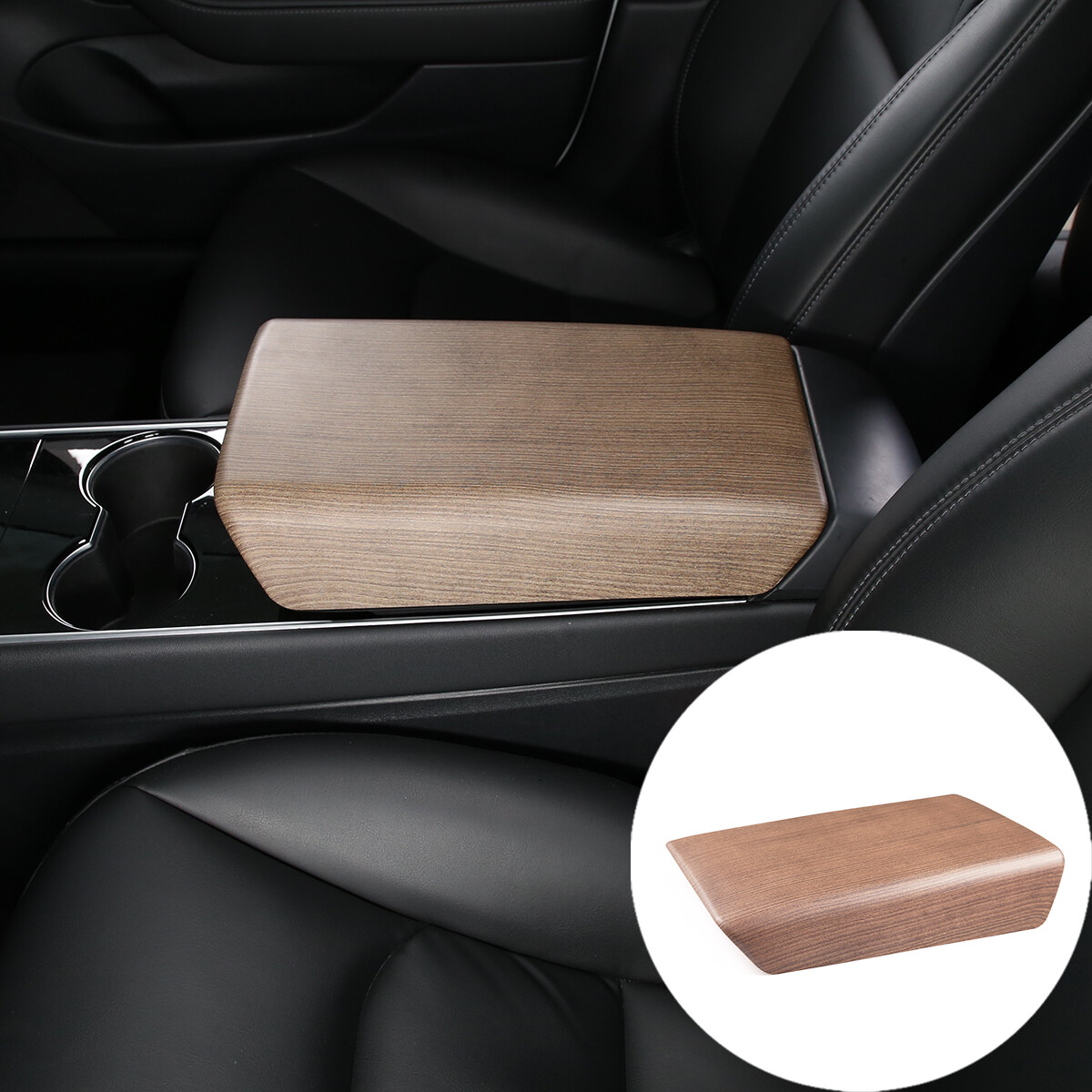 ABS Wood Center Console Armrest Box Panel Trim Cover For Tesla Model 3 2017-2021