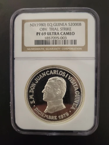 RARE ***TRIAL STRIKE*** 1980 EQUATORIAL GUINEA  2000 bipkwele TS8 NGC PF 69 UC