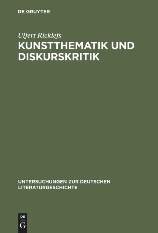 Ulfert Ricklefs | Kunstthematik Und Diskurskritik | Buch | Deutsch