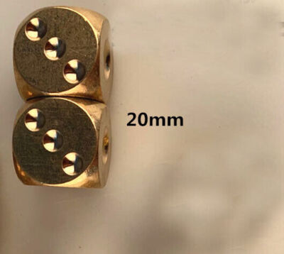 2 solide Messing sechsseitigen Würfel EDC 20mm / 0,79 Zoll Mahjong