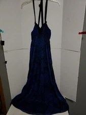 Express Boho Maxi Dress Blue Black Cheetah Strappy Tank Sun Cruise Vacay XS