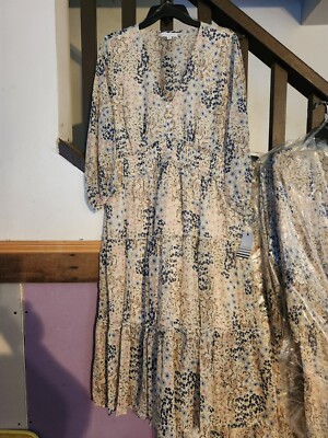 NWT OPHELIA ROE FLORAL SMOCK SEE THRU MIDI DRESS 3/4 SLEEVE sz. XL Retail  $40 | eBay