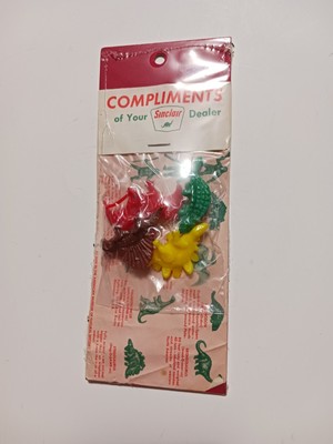 Vintage Compliments Sinclair Gas Station Toy Dinosaurs In Original Package
