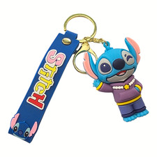 Lilo and Stitch Keychain Charm 3D Stitch Silicone Keychain Purple/Blue Stitch