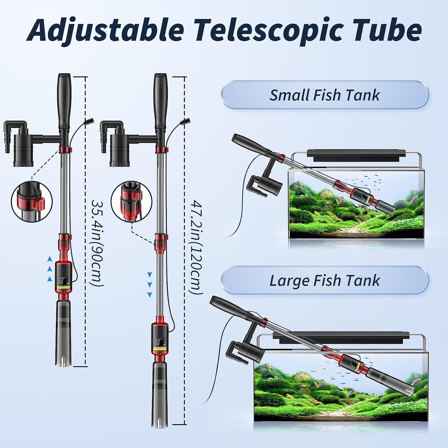 Aspirapolvere Elettrico per Acquario Fish Tank Cleaner foto 5