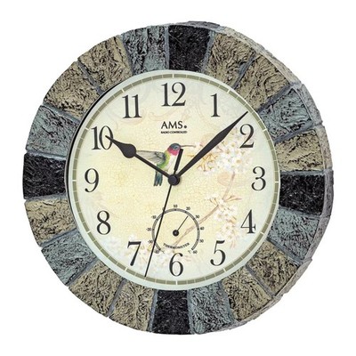 AMS F5979 Funkwanduhr mit Kunstharzgehäuse und Temperaturanzeige