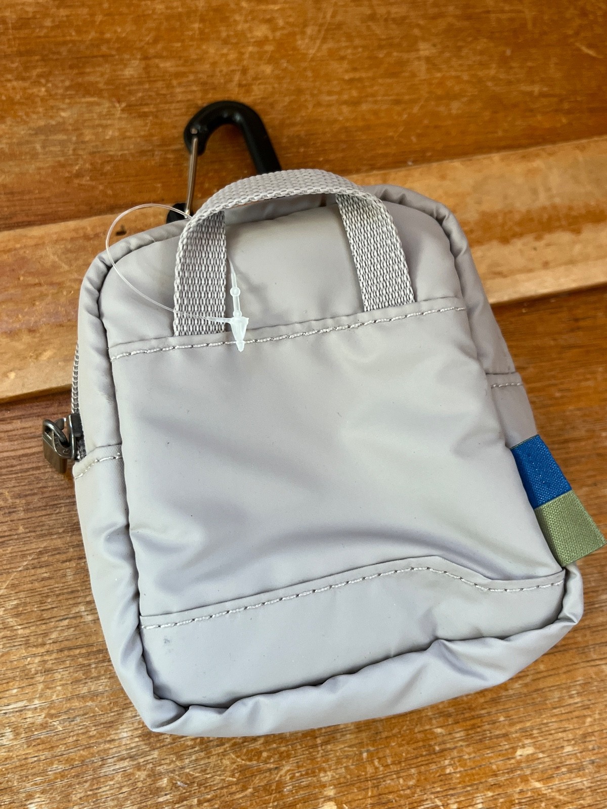Small Light Gray Polyester Mini Backpack Coin Mon… - image 3