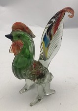 VTG Murano Style Blown Glass Rooster Cockerel Chicken Sculpture Art 6.5  