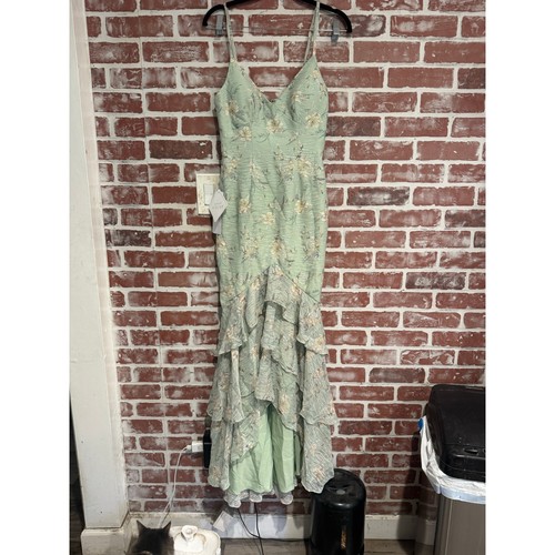 NWT Azazie Atelier Mint Green Floral Maxi Dress Bridesmaid Kamille Size 0 - Picture 1 of 10