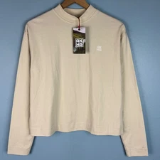 NEW Alaska Hardgear Womens Tan Medium Crosshaul Cotton Long Sleeve Mock Neck Top