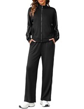 Lounge Sets for Women Sweatsuit 2025 Long Sleeve Zip Up Sweatshirt Wide Leg S...