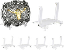 6-Pack Acrylic Belt Buckle Display Stand for Men, Women, Western, Cowboy, Silver