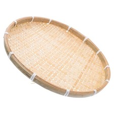 Handwoven Bamboo Serving Basket Round Tray For Bakery Vegetables Airy Design