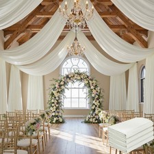 20 ft 20 ft Ivory Ceiling Curtain Drapes for Weddings Parties,Wrinkle Free Po...