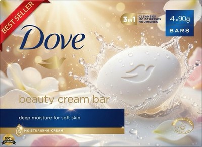 Dove Beauty Cream Bar Soap 4 x 90g Moisturising Beauty Bar
