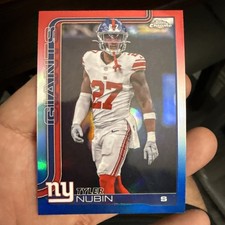 2025 Topps Chrome Football Tyler Nubin #231 Red White Blue Refractor Giants