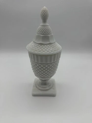 VTG Westmoreland Hobnail Apothecary Jar Candy Dish White Milk Glass Footed EUC