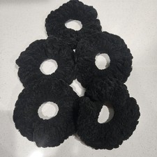 Handmade Crochet Scrunchies Set of 5 Soft Bla...