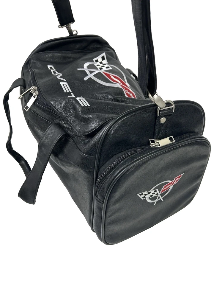Corvette Leather Duffel Bag with Crossed Flags Logo - Bild 4 von 4