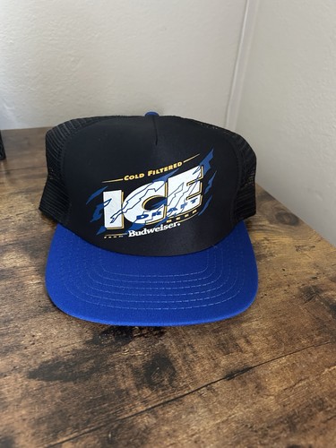 Vintage Budweiser Ice Draft Trucker Hat Cold Filtered New Never Worn Rare 90s