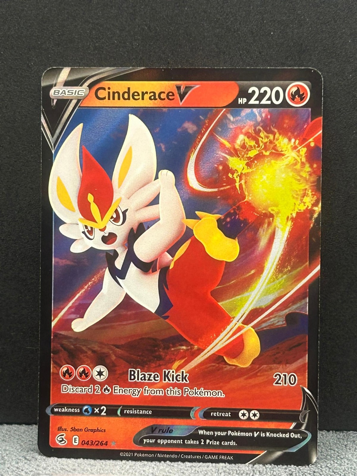 Cinderace V 043/264 Holo V Rare Fusion Strike Pokemon Near Mint