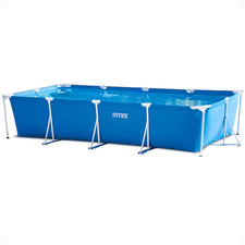 Intex 14.75ft x 33in Rectangular Frame Above Ground Outdoor Backyard Swimming Po