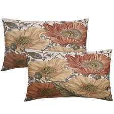 Brown Rust Red Vintage Floral Pillow Covers 12x20 Rustic Flowers Botanical Pr...