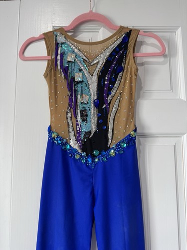 Leotard Girl 9-10 Years Old, Blue, Rhythmic Gymnastics/dance