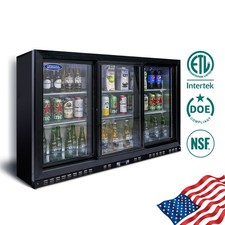 Back Bar Cooler​with 3 Sliding Glass Doors,LED Lighting,Safety Door Lock