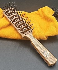 Vintage Goody Vented Hair Brush Faux Wood Brown 8" Ball Tipped Vented USA