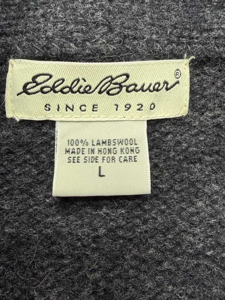 Женский свитер Eddie Bauer большой серый черный с поясом шаль воротник шерсть ягненка вязаный - Изображение 4 из 4