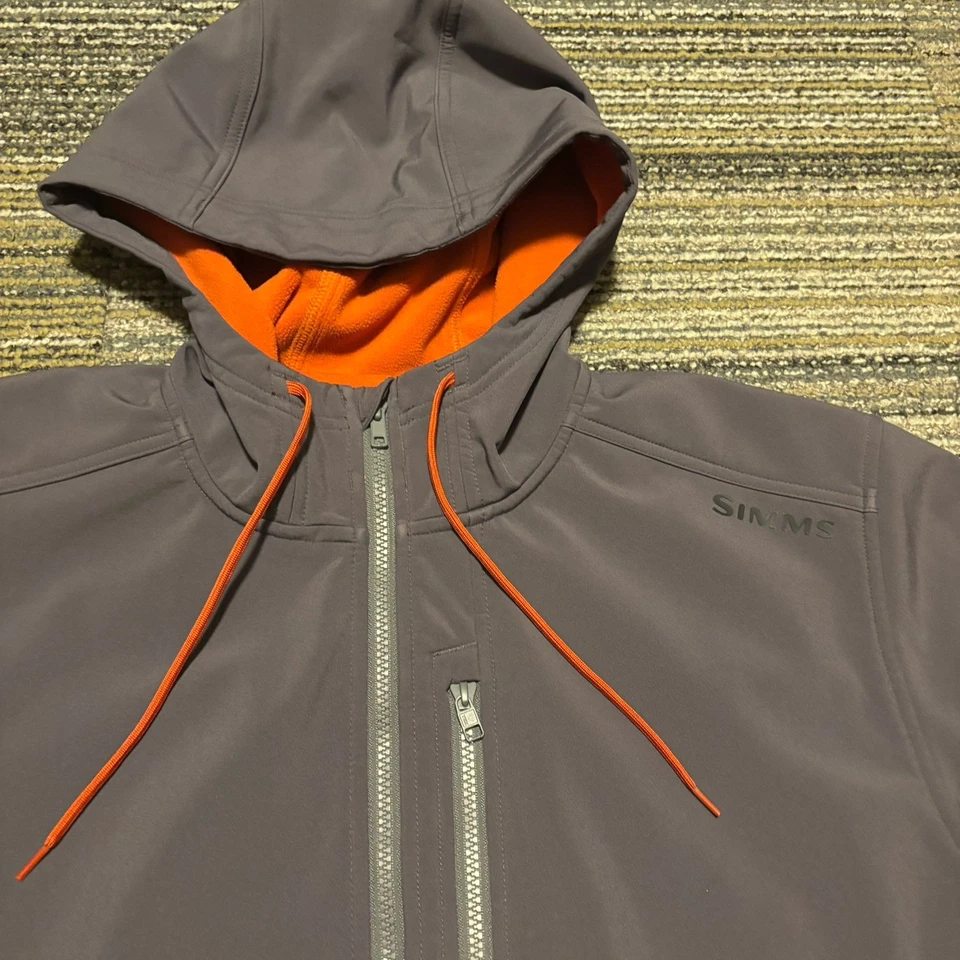 Simms Rogue Hoody Men XL Fishing Jacket Fleece Lined Full Zip Softshell Grey - Image 3 of 4