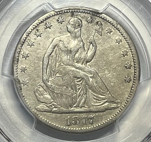 1877-CC Seated Liberty Half Dollar - Better Date 50C; PCGS VF-details