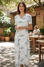 Bohme Garden Floral Midi Dress Womens XL New- Neutral Ethereal Boho Ivory 3-D987