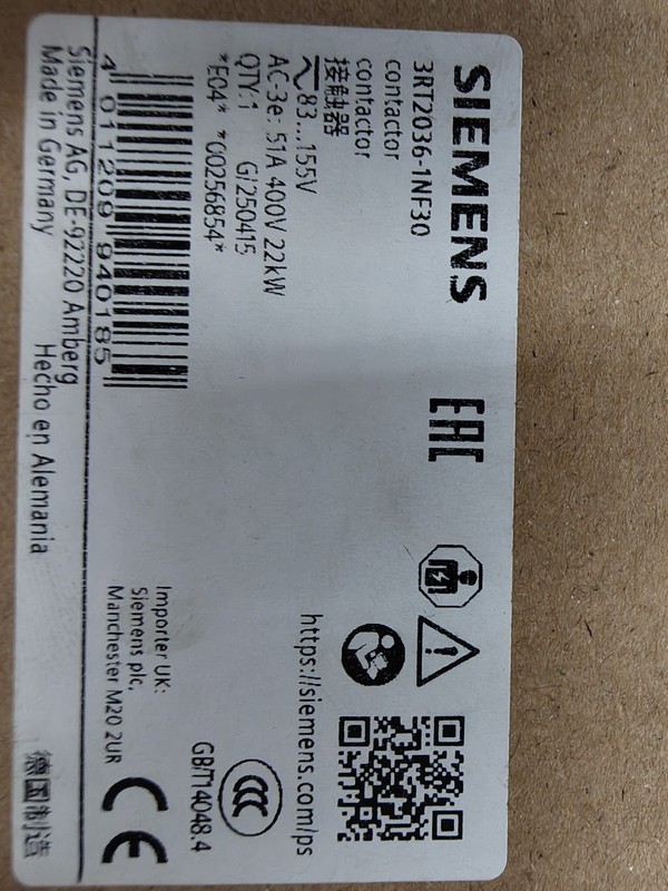 SIEMENS 3RT2036-1NF30 / 3RT20461NF30 (BRAND NEW)