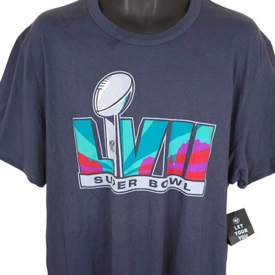 Super Bowl LVII T Shirt Mens Size 2XL Blue 2023 Kansas City Chiefs Vs Eagles