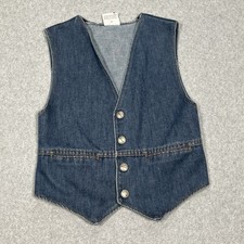 Vintage Billy The Kid Child Vest Size 10 Bull Patch Appliqu  Denim Snap Button