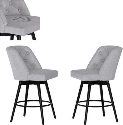 26 Inch Counter Height Bar Stools Set of 2, Swivel Bar Stools with Backs, Uphols