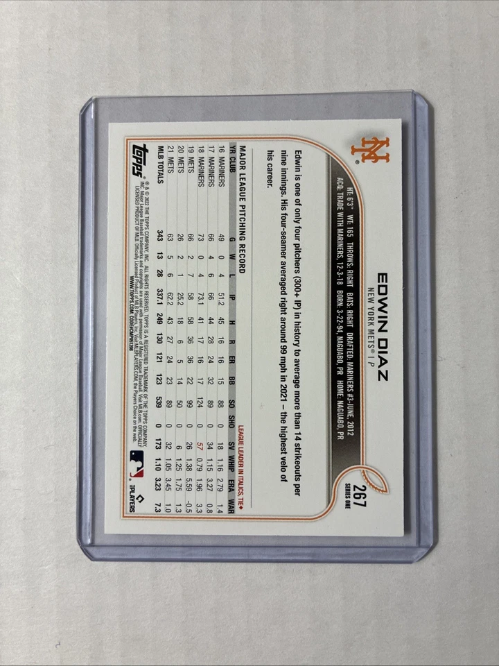 2022 Topps Series 1 1st Edition #267- Edwin Diaz - Image 2 of 2