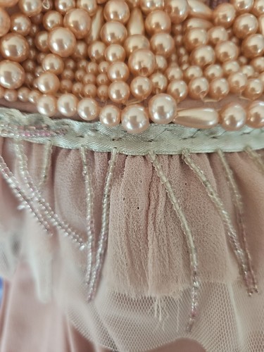 GERRY SHAW pearl beaded cocktail dress women's size 8 pink event barbie races - Picture 11 of 11