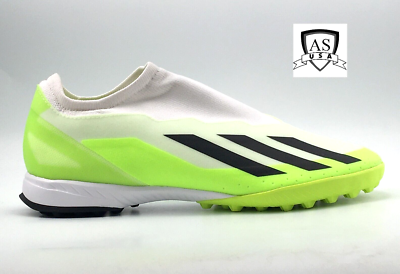 Men's Adidas X Crazyfast.3 LL TF Green White Laceless Soccer Turf