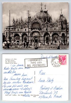 Venice Basilica di San Marco Postcard Vintage Black and White 1961