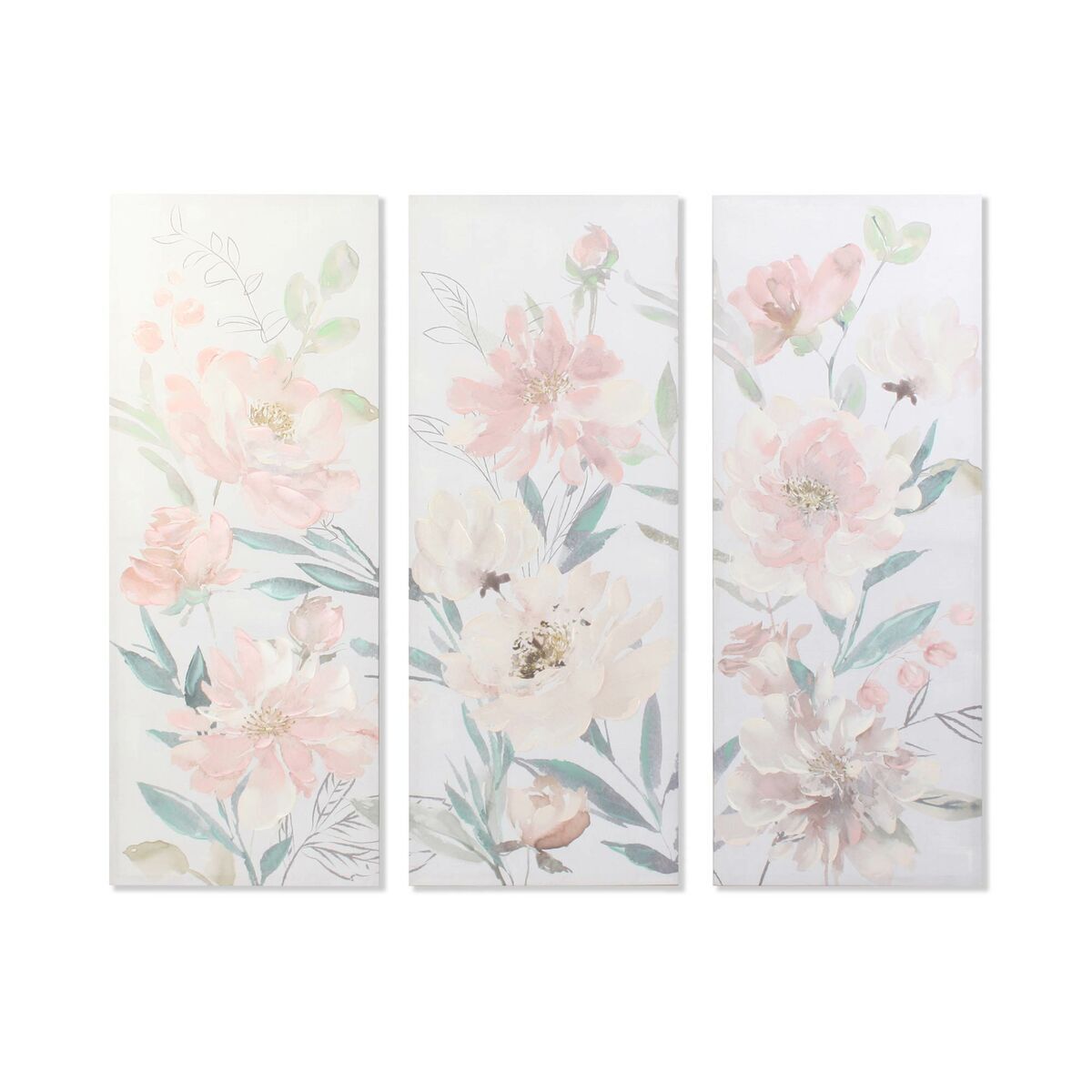 Quadro DKD Home Decor Fiori 55 x 3 x 135 cm Shabby Chic (3 Pezzi)
