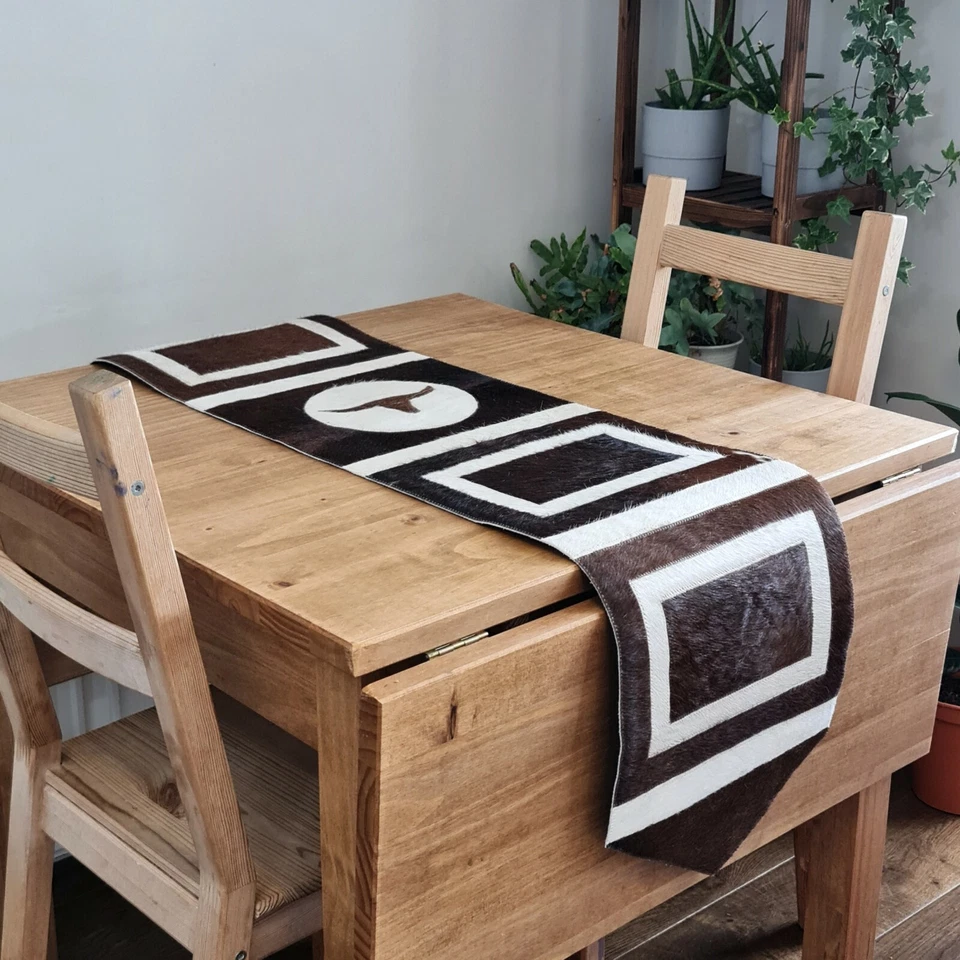 Cowhide table runner / Genuine Leather table runner / Table Top / Multi - Image 2 of 4