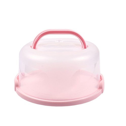 Round Cake Container Foldable Handle Cake Case Plastic Cake Box Picnic - Picture 8 of 14