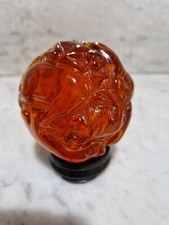 Vintage Chinese Amber Colour Zodiac Ball Resin