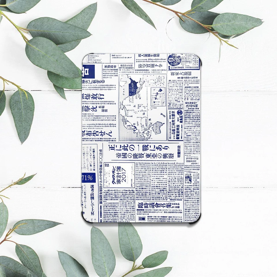 Retro Japanese Newspaper Blue Case For All-new Kindle 10th Gen Kindle Paperwhite - Image 2 of 3