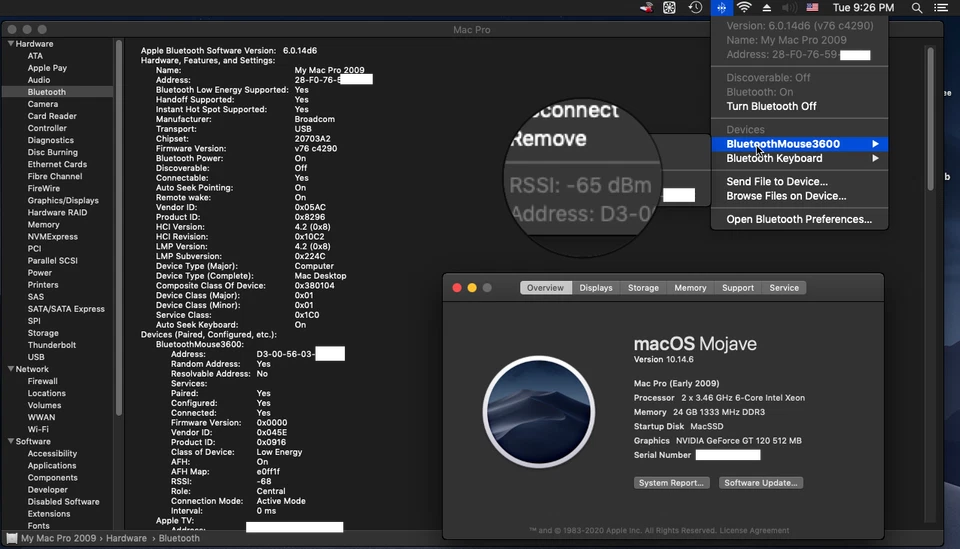 Mac Pro 4,1 5,1 Genuino Apple WiFi Kit de Actualización 802.11ac Bluetooth 4.2 con Antena Foto 3 de 4