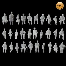 100pcs HO Scale 1:87 All Seated Unpainted White Figures Passenger P8706B